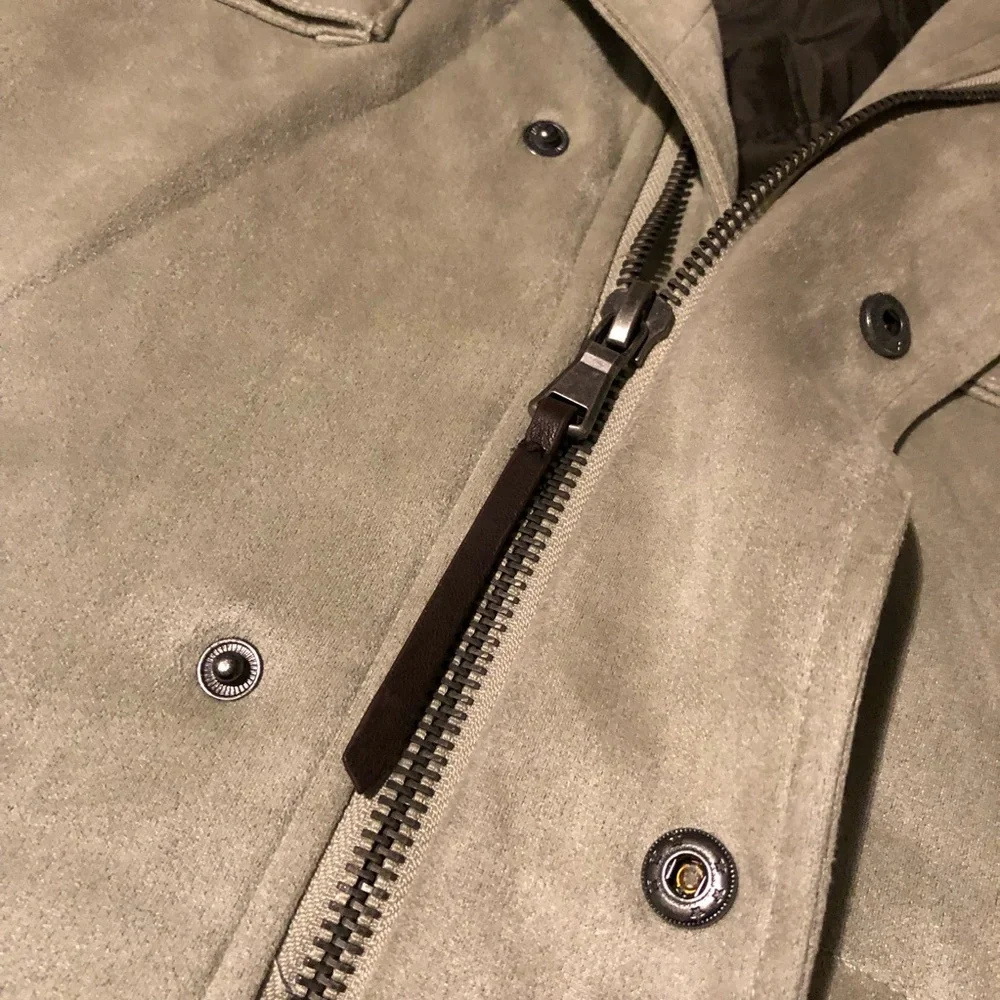 Robert Graham Mens Vegan Faux Suede Cargo Jacket Nickel RGF22R25 Tan XXL K35
